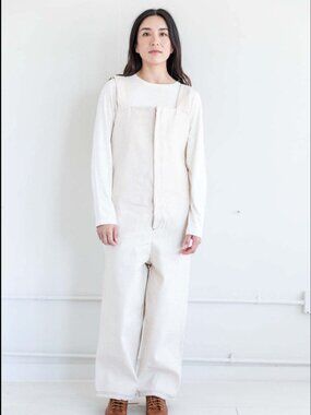 Baserange Indre Canvas Overalls Beige Cotton Canvas Small NWT